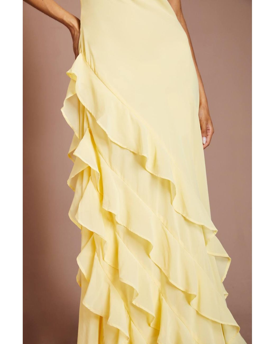 Coast Natural Honoured Ruffle Georgette Maxi Bridesmaid Dress