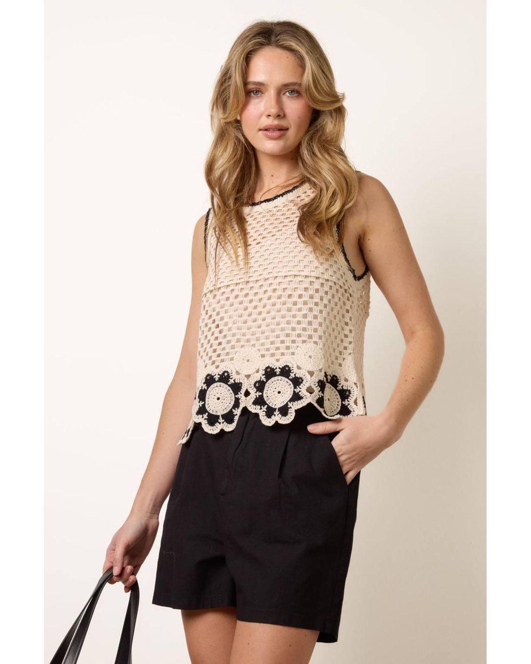 Blue Vanilla Black Sleeveless Collar Top