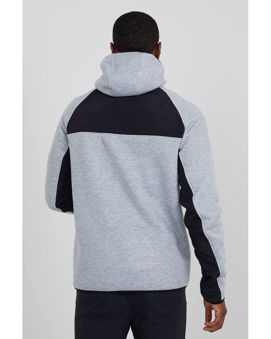 Brave Soul Blue Contrast Panel Zip Through Hoodie for men