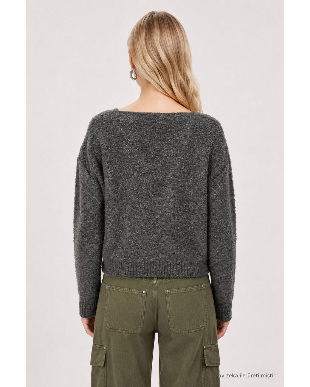Happiness İstanbul Gray Regular Fit Knit Pullover Sweater
