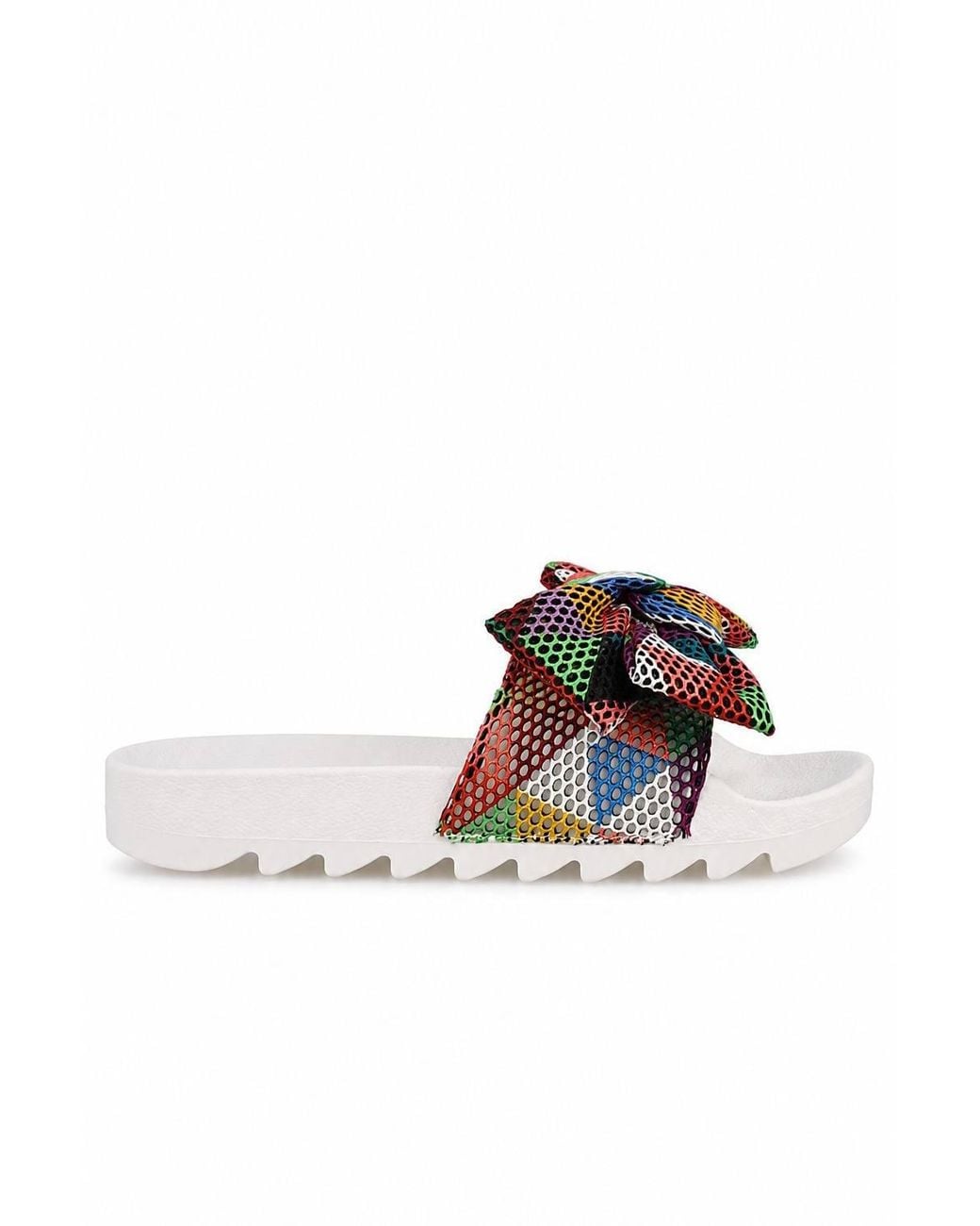 Spot on Green Oversized Bow Platform Slider Sandals