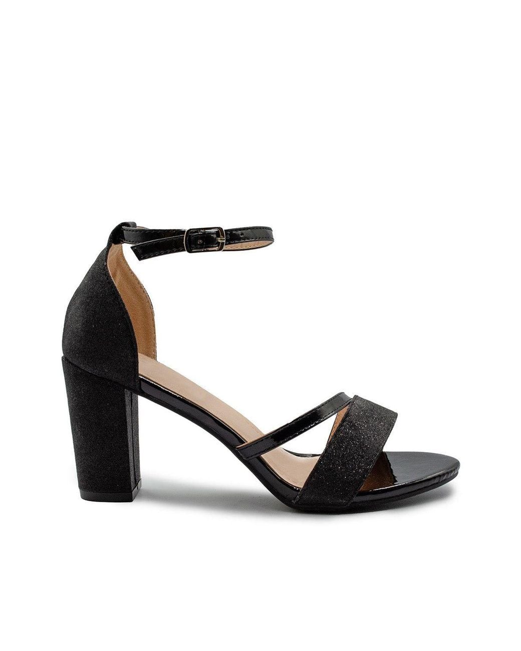 Where's That From Blue 'Perla' Wide Fit Mid High Block Heel Sandals With Ankle Strap