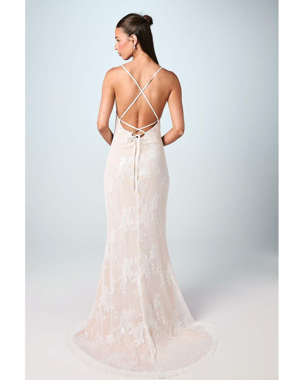Coast White V Neck Embellished Mesh Cami Maxi Wedding Dress