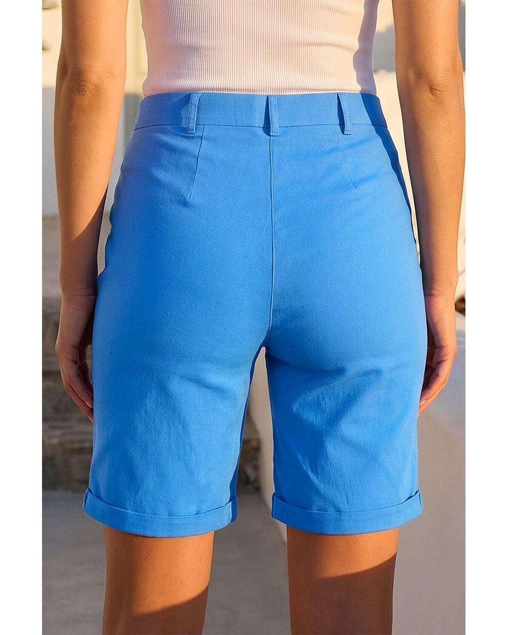 Roman Blue Turn Up Stretch Shorts