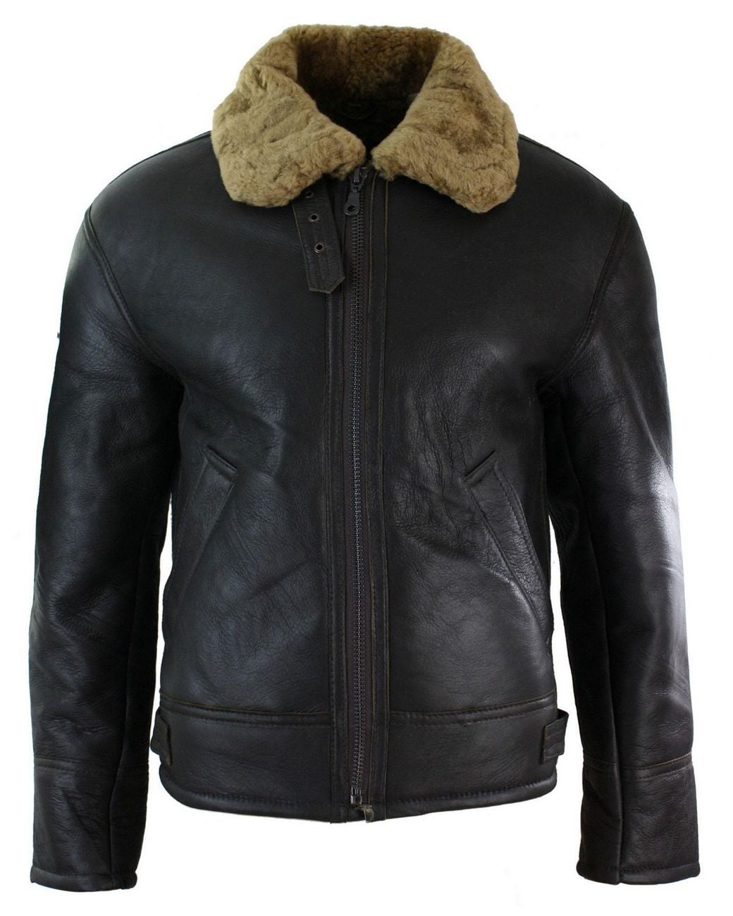 TruClothing Green Sherling Sheepskin Cream B3 Pilot Jacket for men