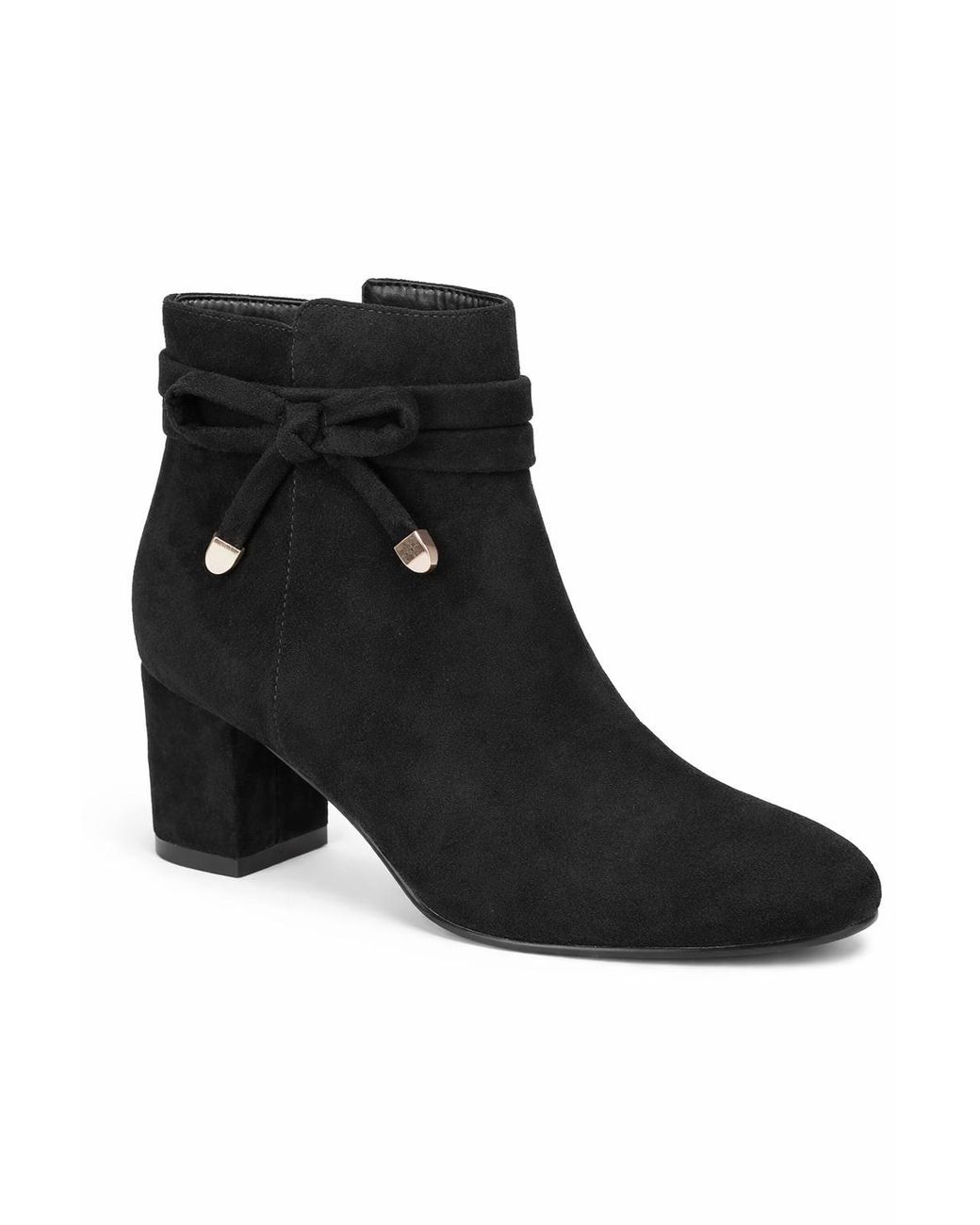 Spot on Black Bow Detail Block Heel Ankle Boots