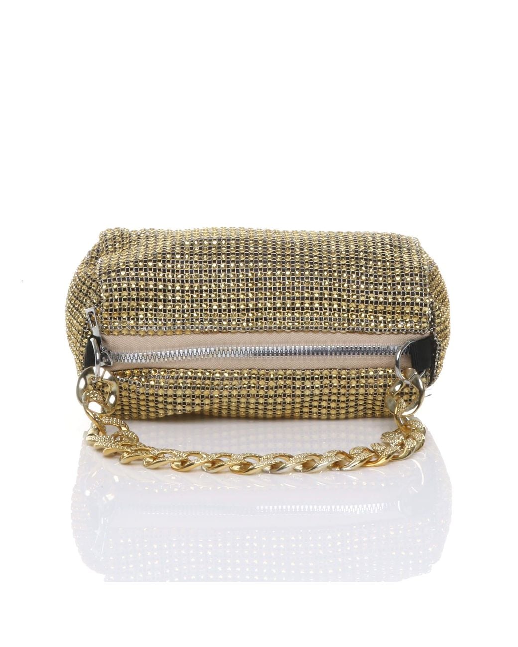 AJVANI Metallic Sparkly Baguette Barrel Clutch Bag