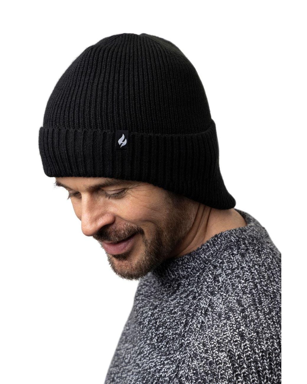 Heat Holders Blue Knitted Thermal Winter Warm Expedition Hat With Drop Neck for men