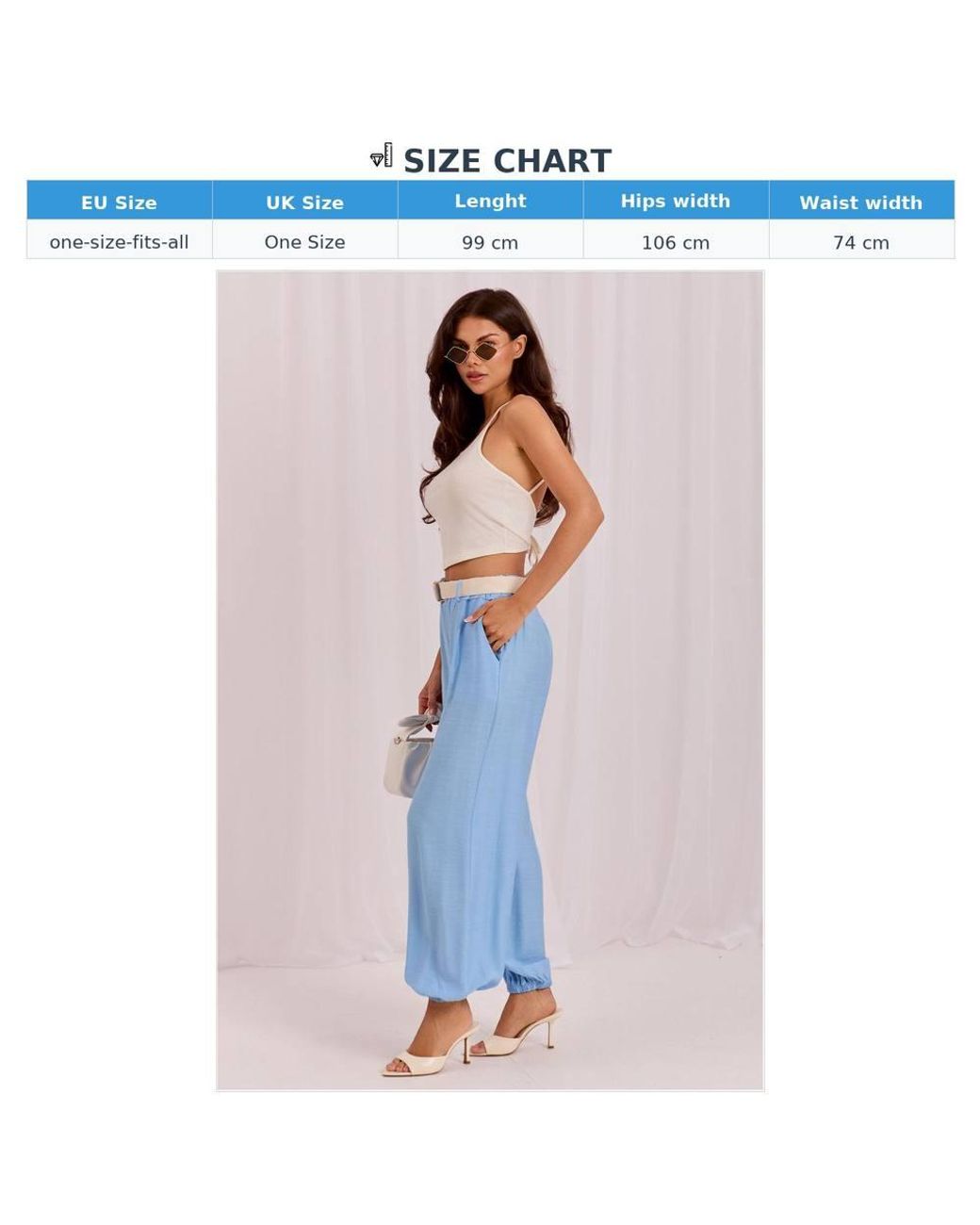 Love Lace Blue Viscose High Waisted Classic Tailored Trousers