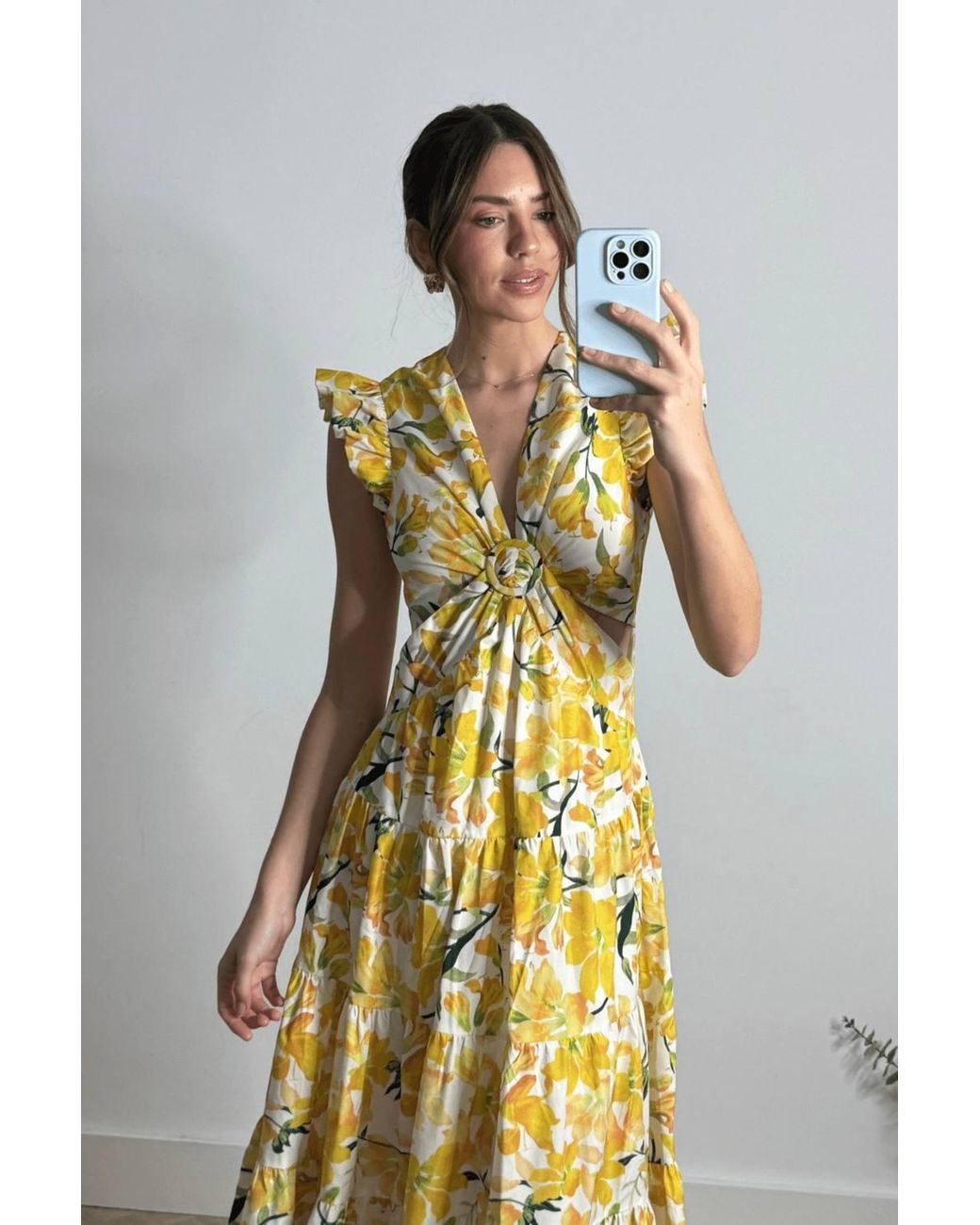 Style Cheat Metallic Indie Cut-Out Frill Maxi Dress