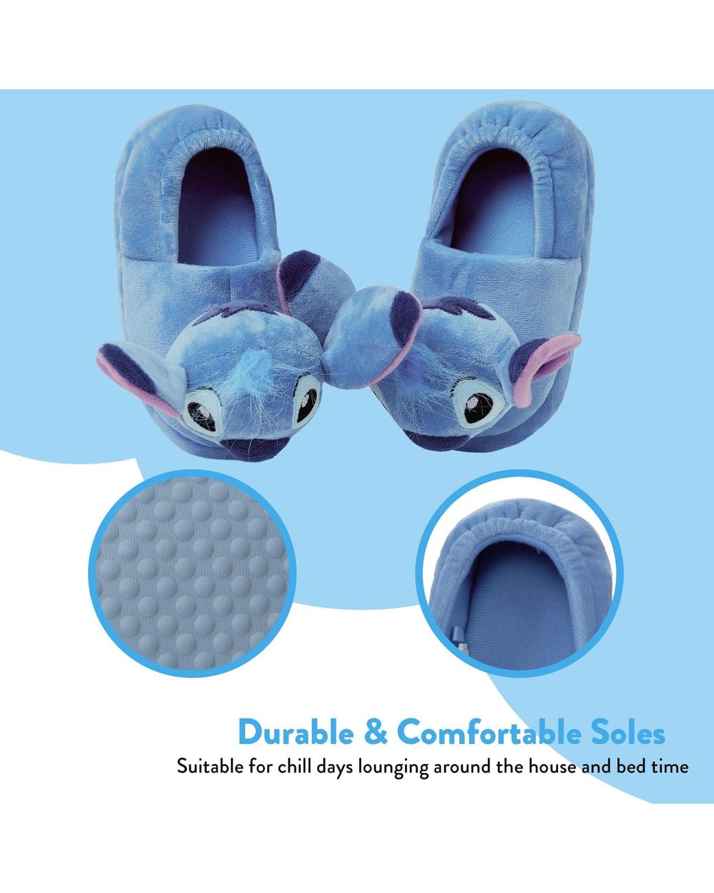 Disney Blue Lilo & Stitch Slippers 3D Stitch Head