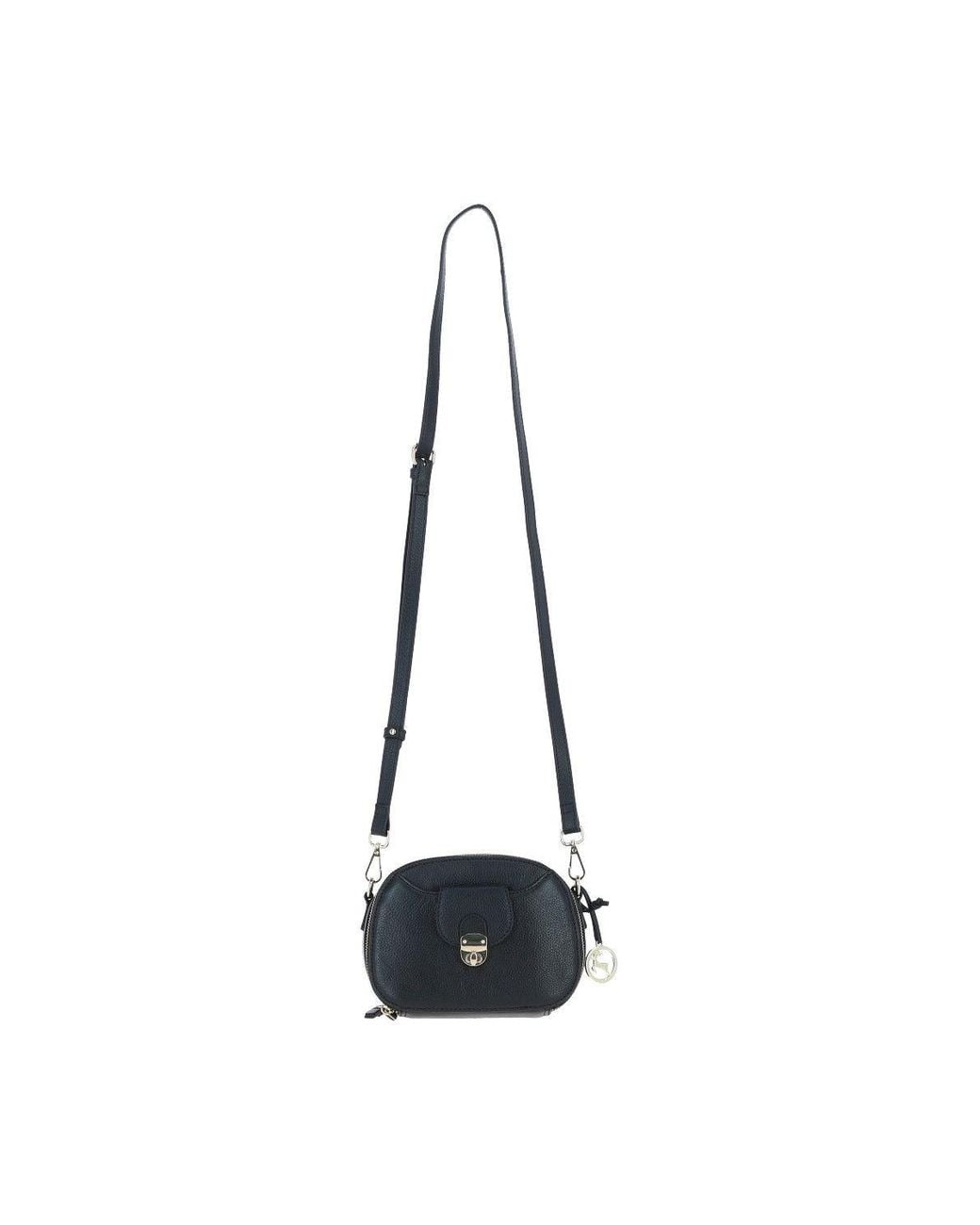 Ashwood Leather Blue Real Leather Compact Crossbody Bag With Adjustable Strap