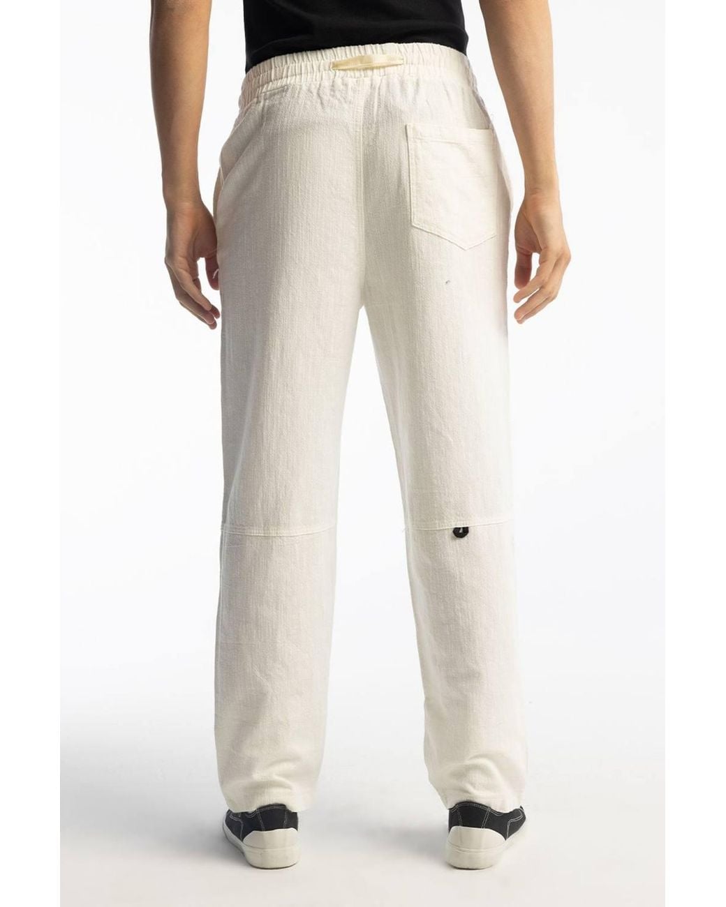 Giesto White Straight Leg Pants With Drawstring Waist for men