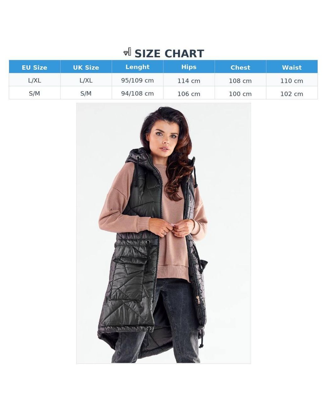 Love Lace Black Autumn Quilted Hooded Gilet With Pockets