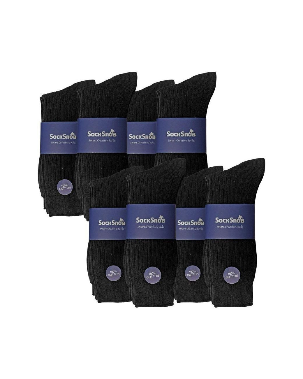 Sock Snob Black 24 Pairs Multipack Ultimate Comfort 100% Cotton Socks for men