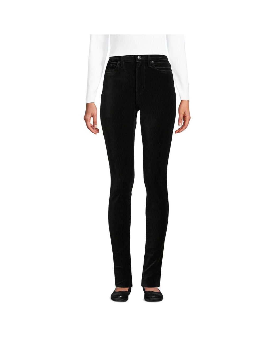 Lands' End Black Plus Slim Leg Velvet Jeans, High Waisted