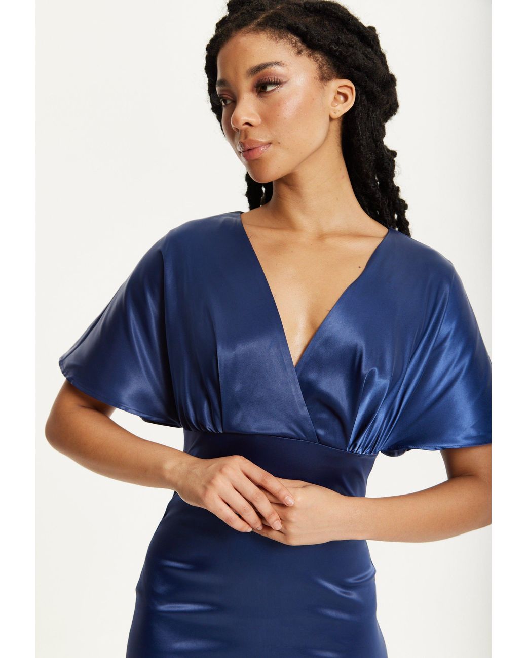 Liquorish Blue Short Sleeve Maxi Dress