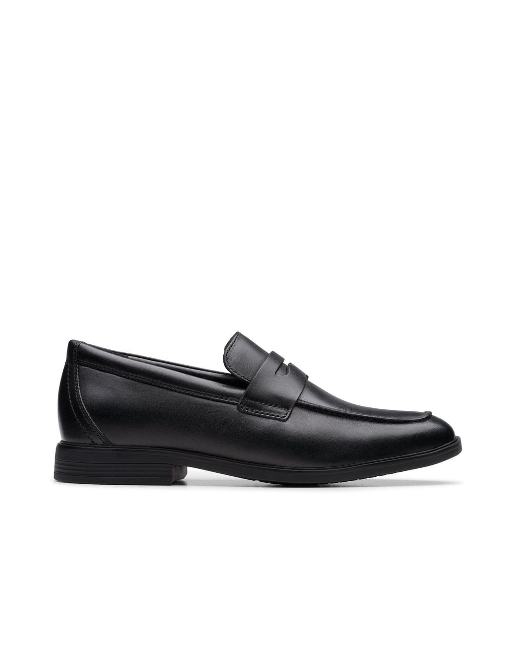 Clarks Black Jonwin Craft Youth Leather Loafers, School Shoes