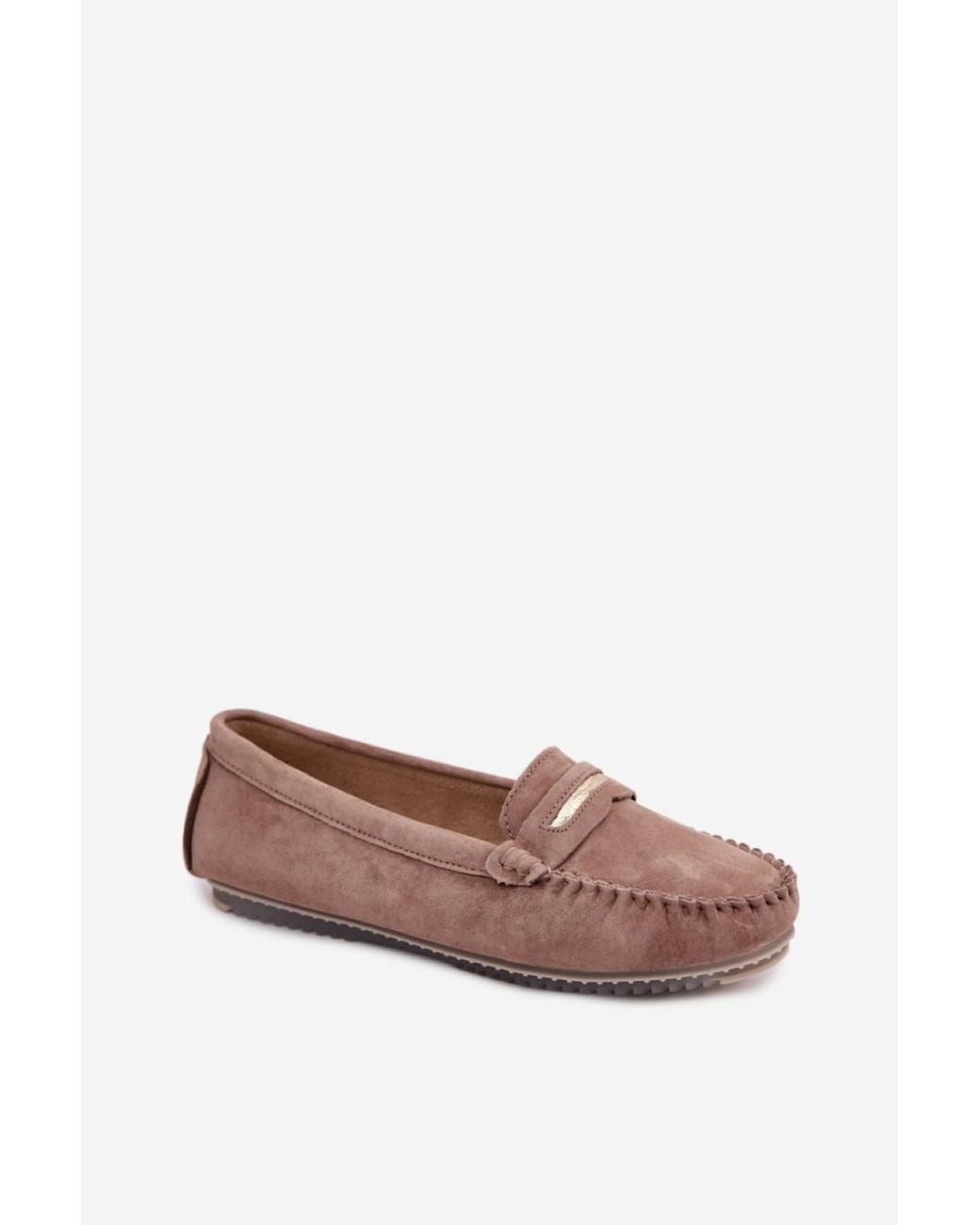 Love Lace Brown Soft Suede Loafers With 4.5Cm Upper