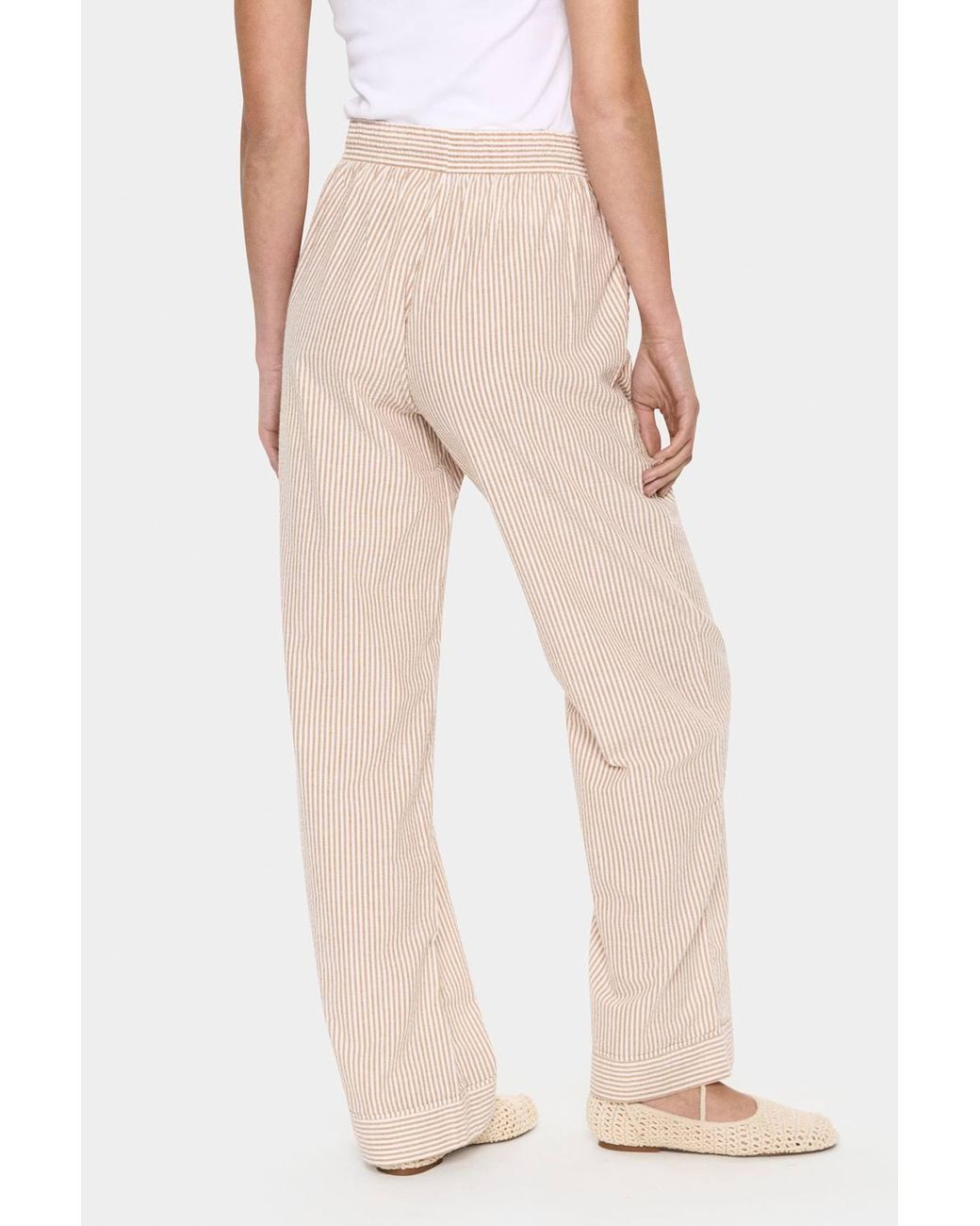 Saint Tropez Natural Kirasz Loose Fit Striped Trousers