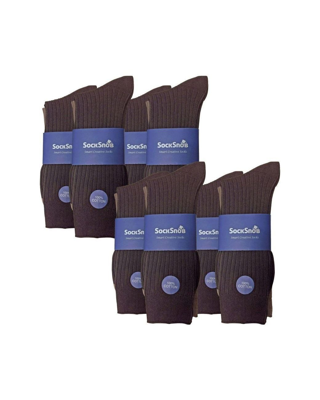 Sock Snob Brown 24 Pairs Multipack Ultimate Comfort 100% Cotton Socks for men