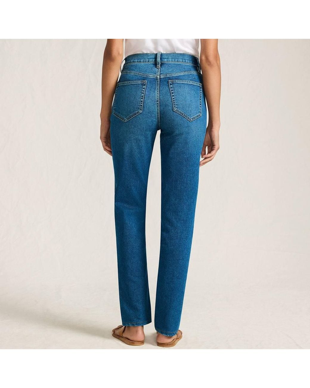 Lands' End Blue Petite Recover Straight Leg Jeans, High Waisted
