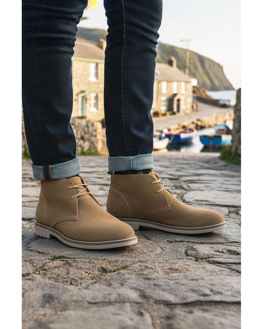 Silver Street London Gray Newington Suede Leather Lace Up Chukka Boots for men