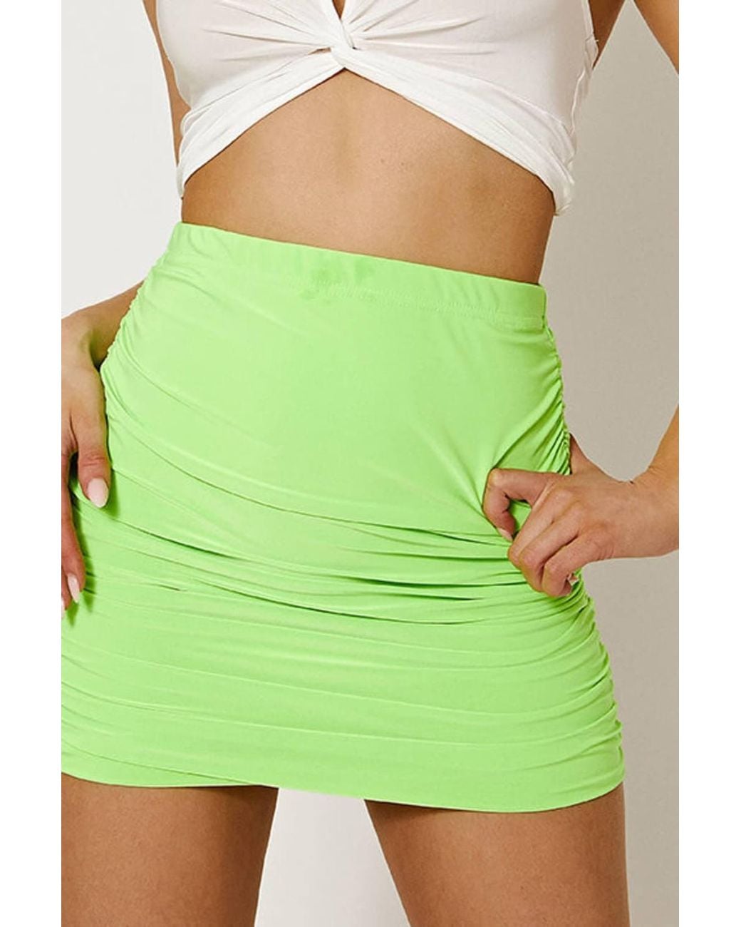 Stylewise Green Scrunch Back Ruched