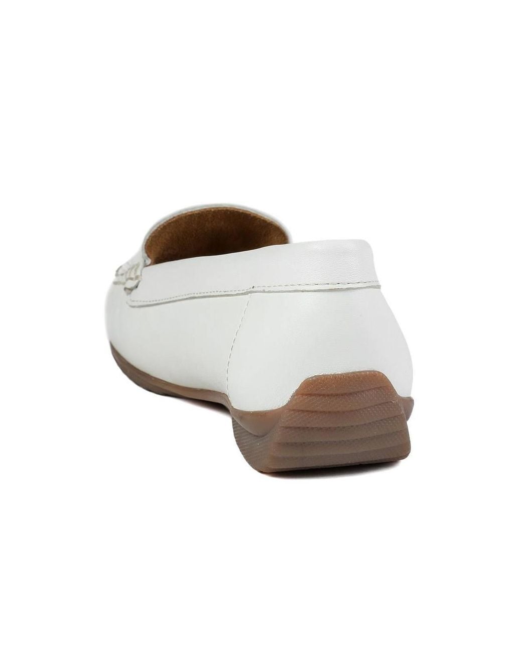 Pavers White Leather Slip On Moccasin Shoe
