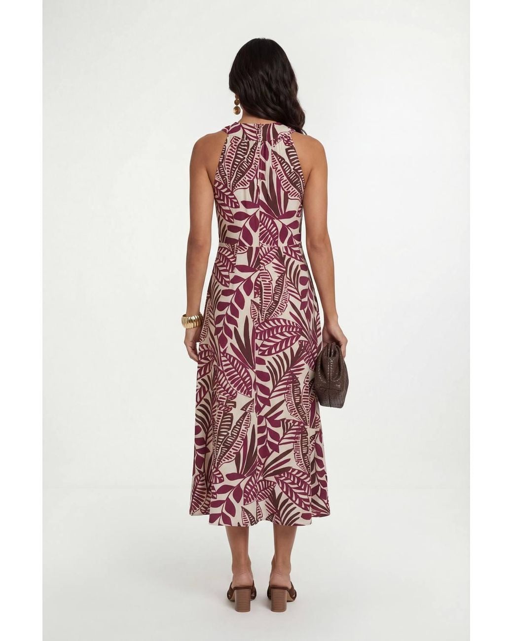 Wallis Blue Palm Print Twist Neck Maxi Dress