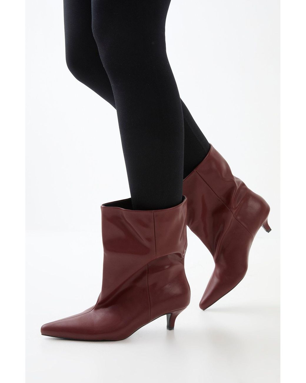 MissPap Red Low Stiletto Heel Ankle Boots