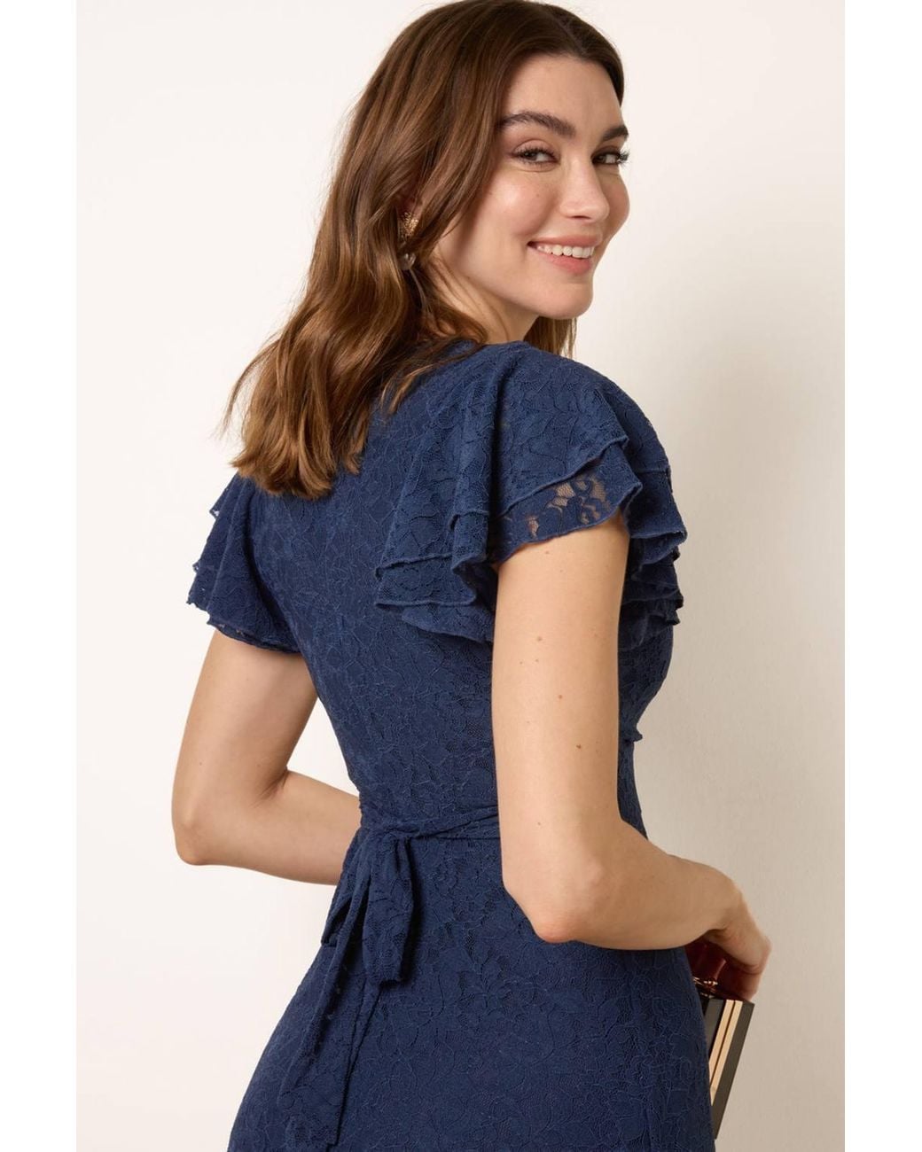 Blue Vanilla Blue Short Sleeve Zip V-Neck Mini Dress