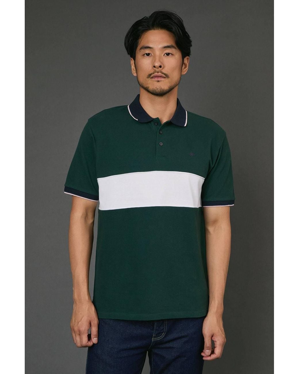 MAINE Gray Chest Detail Pique Polo Shirt for men