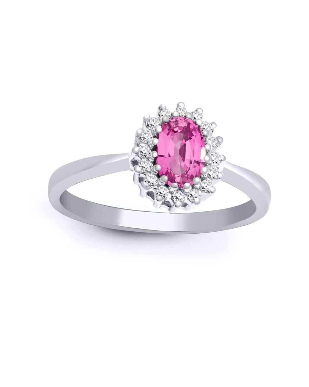 Jewelco London Pink 9Ct Diamond Sapphire Royal Cluster Ring 9Mm