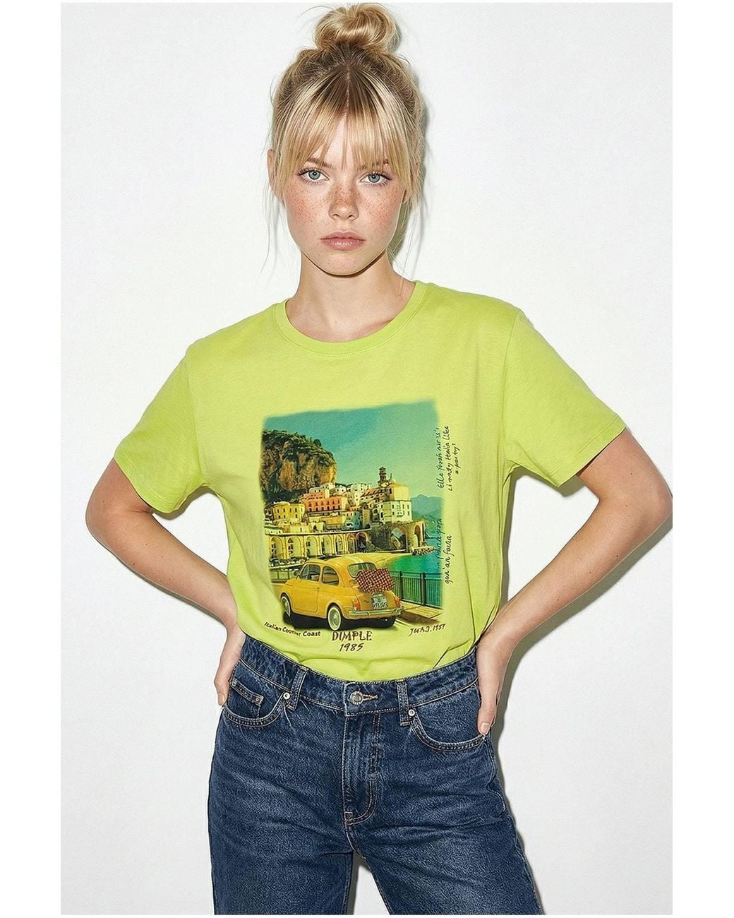 Bianco Lucci Gray Printed Crew Neck T-Shirt