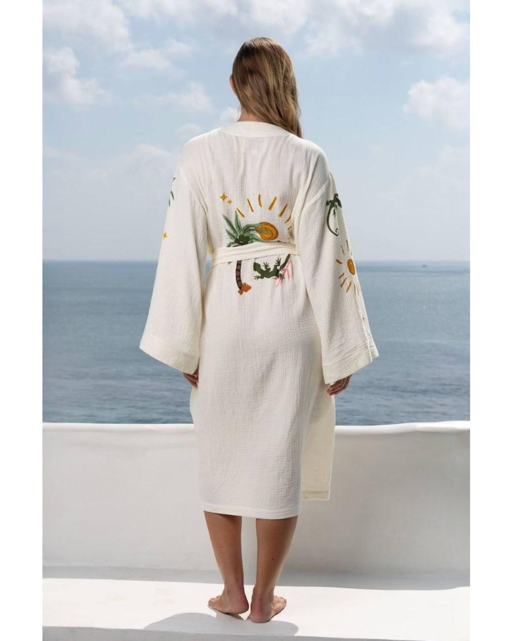 The Night Store Blue Tropical Muslin Dressing Gown