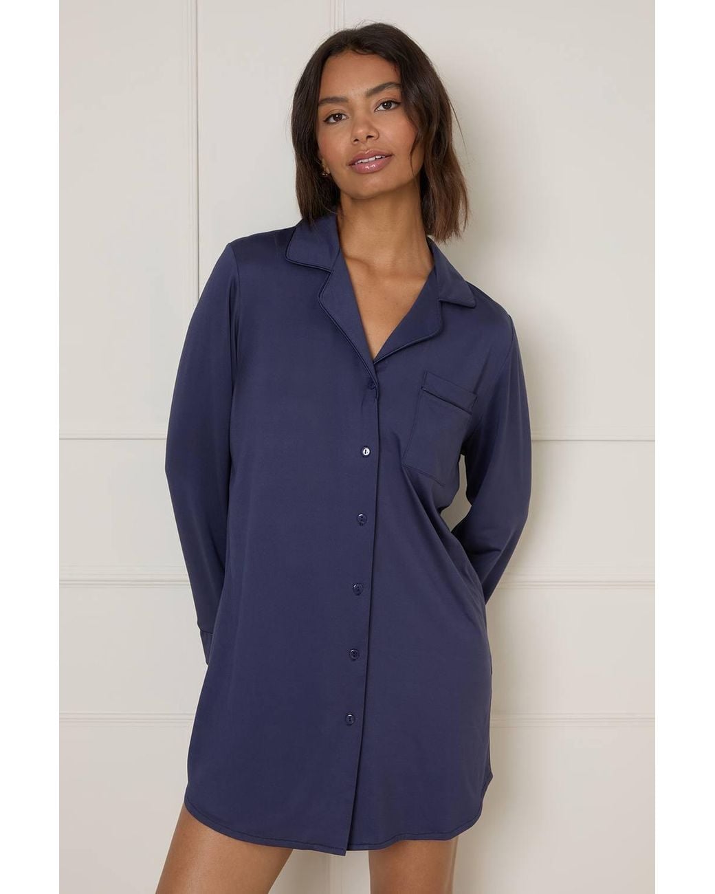 Dorothy Perkins Blue Nightwear Tipped Pyjama Shirt