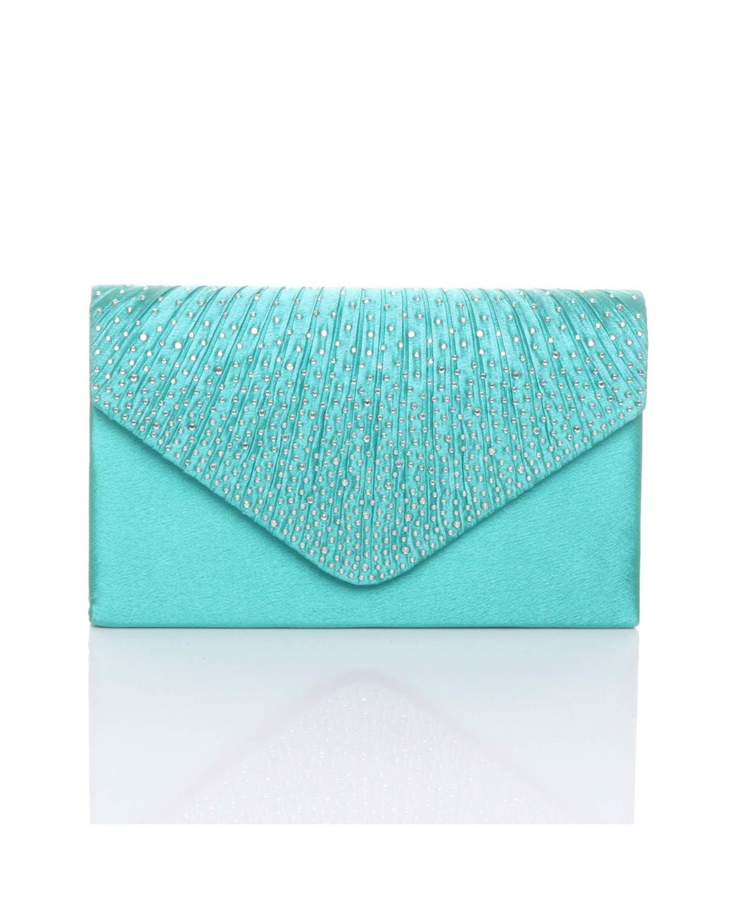 AJVANI Blue Diamante Envelope Clutch Bag