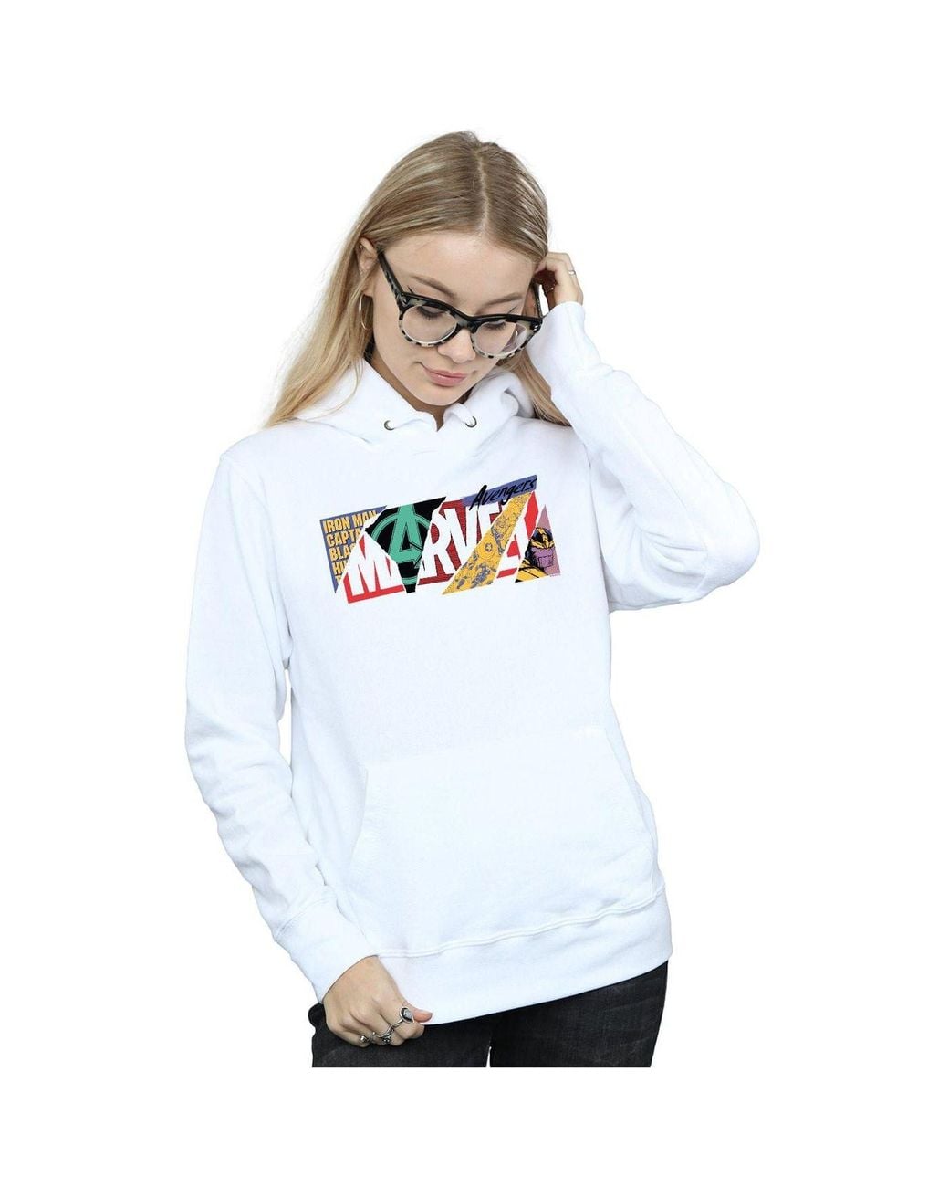 Marvel White Collage Logo Hoodie