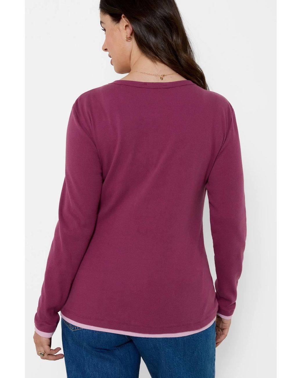 Joe Browns Purple Margot Jersey Double Layer Henley Top