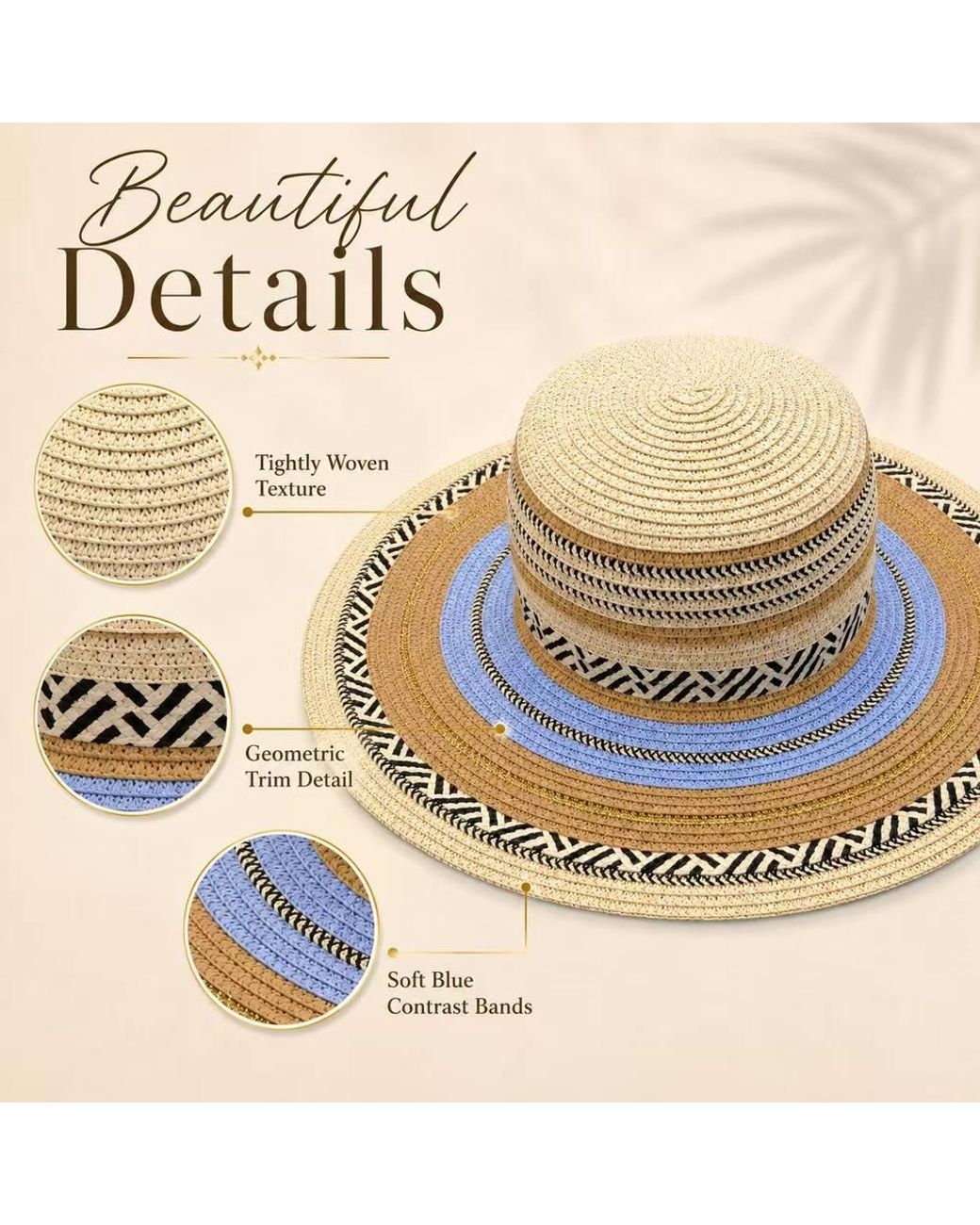 BluCore Natural Wide Brim Woven Summer Hat