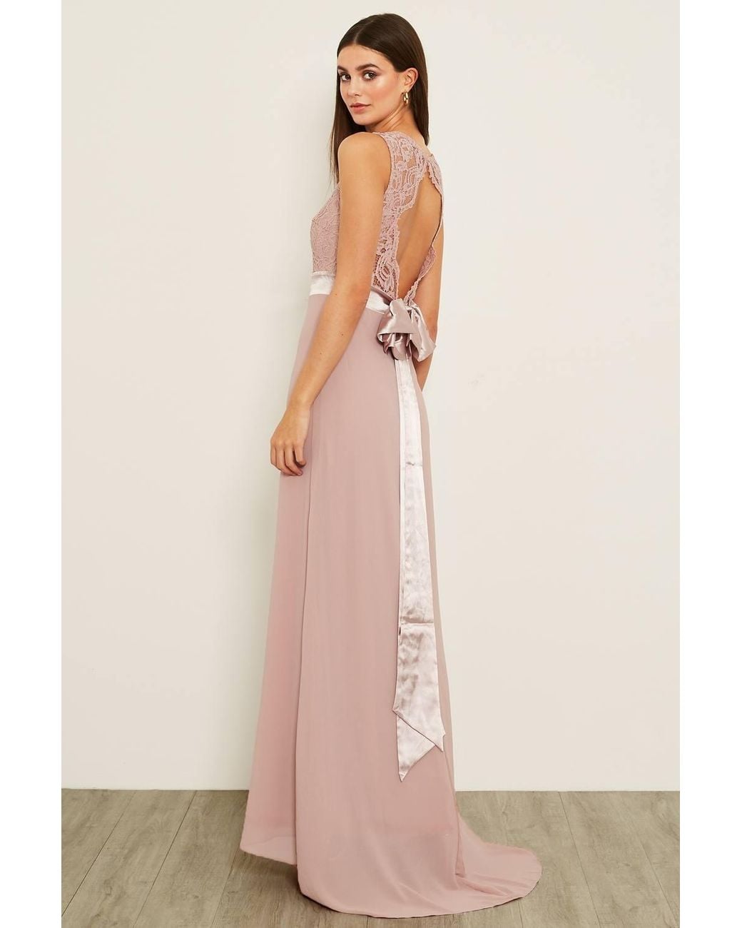 TFNC London Pink Halannah Lace Sleeveless Pale Maxi Dress