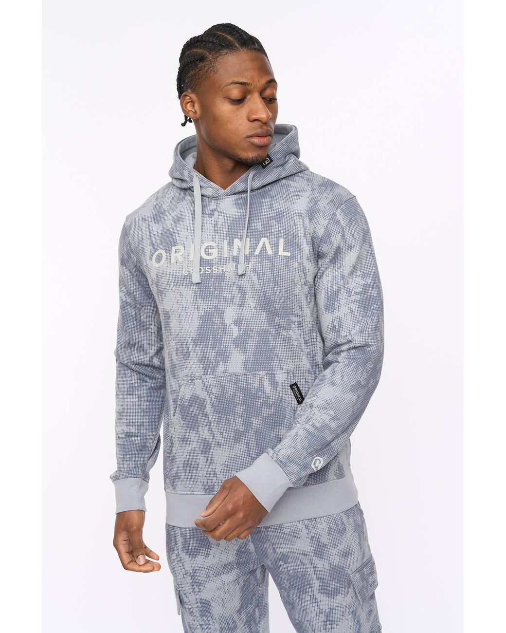 Crosshatch Blue Bardon Hoodie With High Build Graphics for men