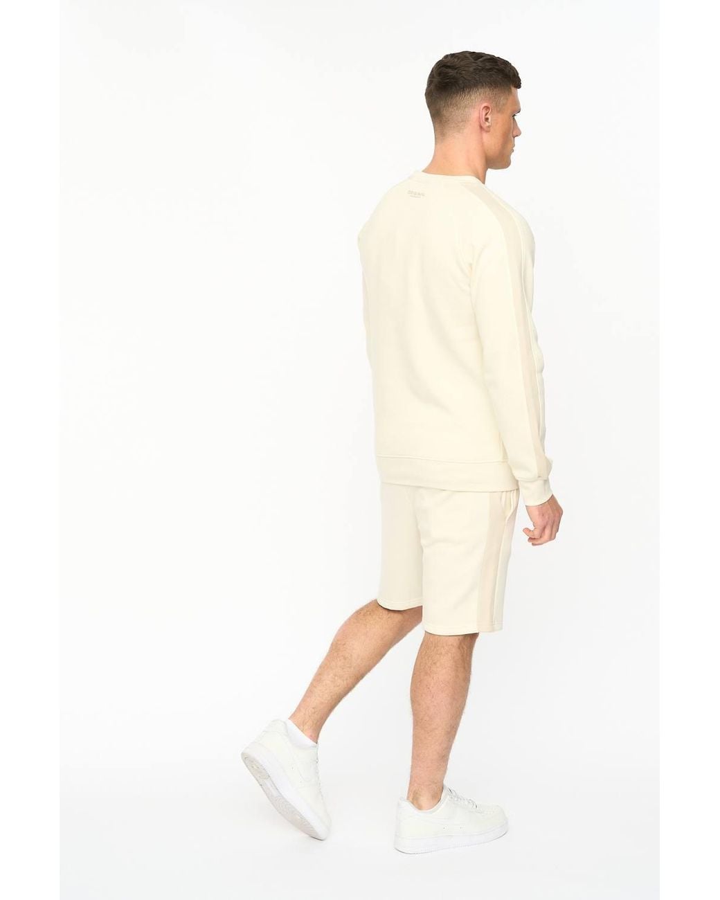 Crosshatch White Cresswill Crew Neck Sweatshirt With Contrast Sleeves for men