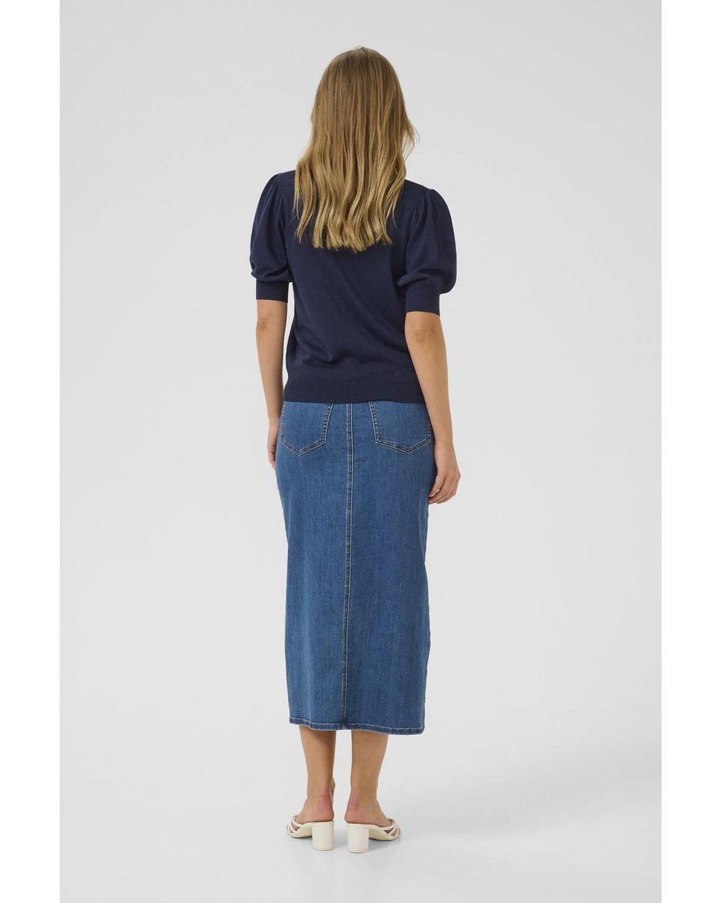 Kaffe Blue Regina Round Neck Half Sleeve Pullover
