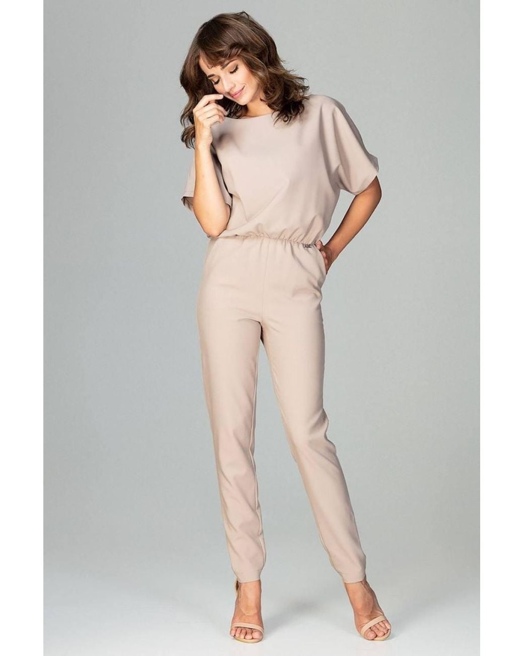 Love Lace Gray Classic Kimono Sleeve Overalls With Covered Zip