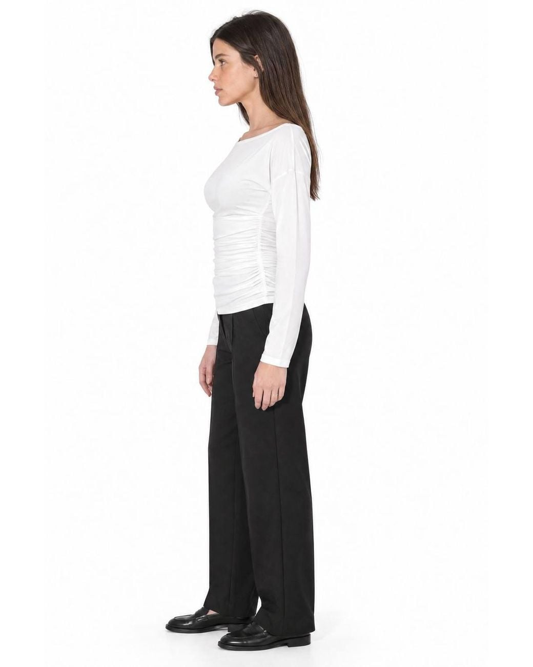 Busem White Slim Fit Long Sleeve Blouse