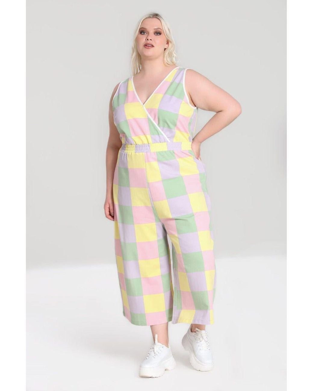 Hell Bunny White Mila Jumpsuit Multi Colour