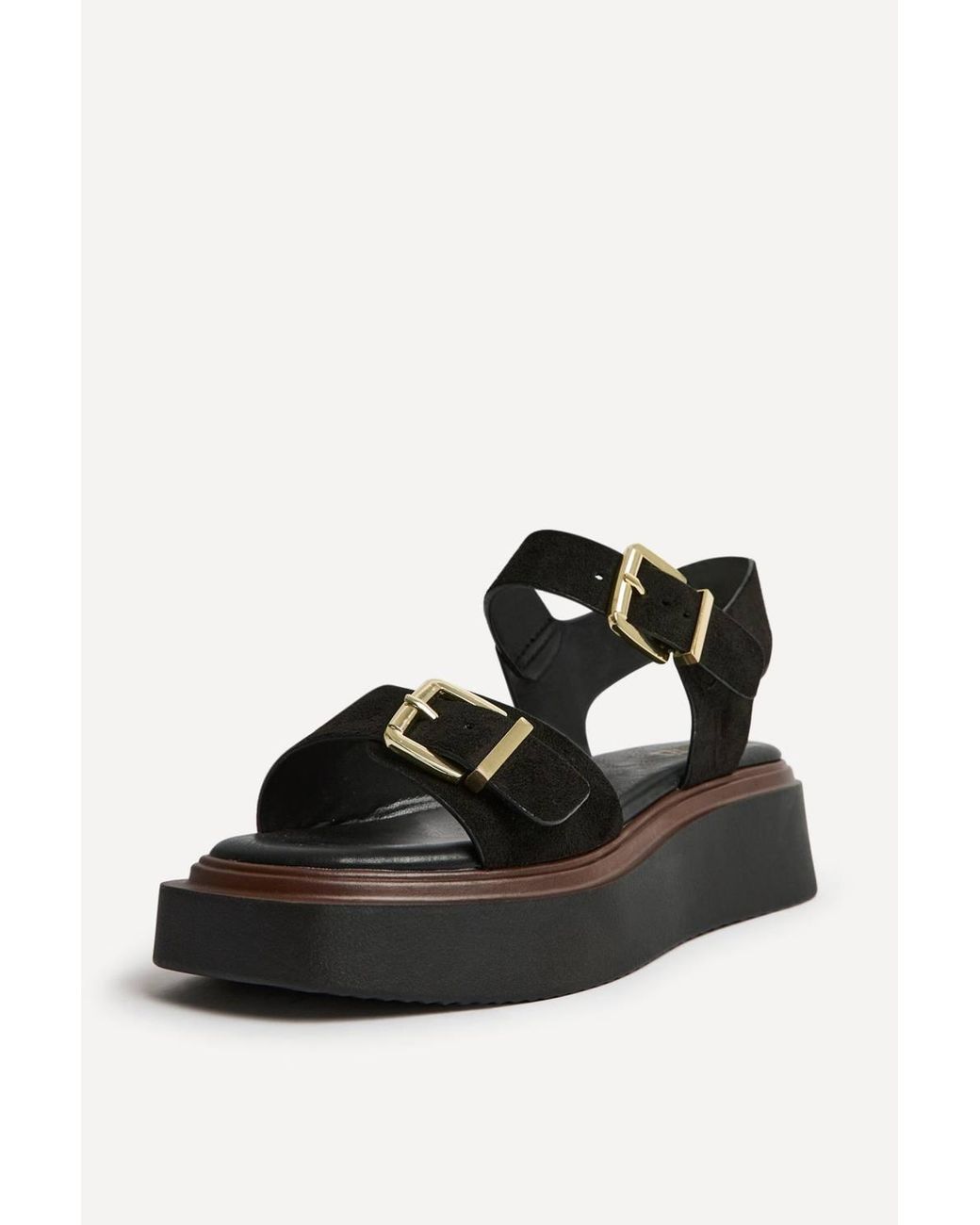 Linzi Black Source Wide Fit Flatform Sandals