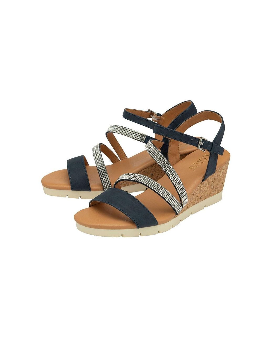 Lotus Blue 'Goldie' Open-Toe Wedge Sandals